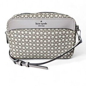 Kate Spade New York Spade Link Taupe And Cream Camera Crossbody Shoulder Bag COA